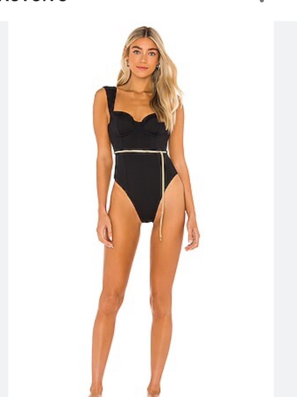 WeWore What Vintage Danielle One Piece Black Swimsuit Gold Chain Size Large